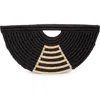 Eilaf Large Half Moon Raffia Top-handle Bag In Black