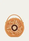 Eilaf Rwenzori Round Leather & Straw Crossbody Bag In Maize Tan