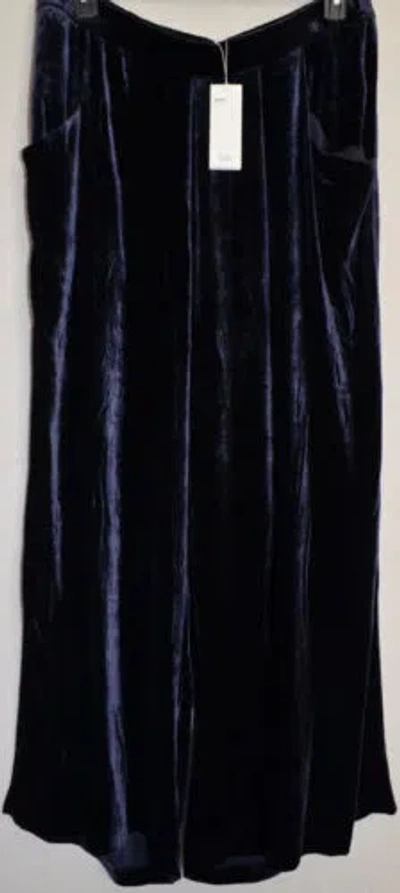 Pre-owned Eileen Fisher 258  Midnight Velvet Wide Leg Ankle Pants In Blue