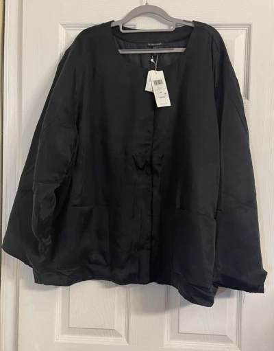 Pre-owned Eileen Fisher $328  Black Round Neck Padded Jacket L Xl 1x 3x 2x