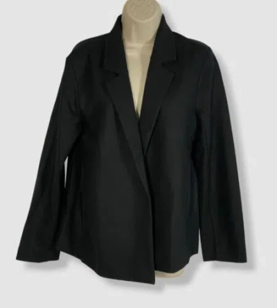 Pre-owned Eileen Fisher $328  Women's Black Open-front Relaxed Fit Wool Blazer Size Xl