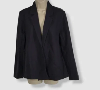 Pre-owned Eileen Fisher $328  Women's Blue Wool Open-front Blazer Jacket Size S