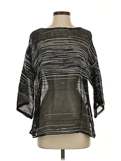 Pre-owned Eileen Fisher 3/4 Sleeve Blouse In Black