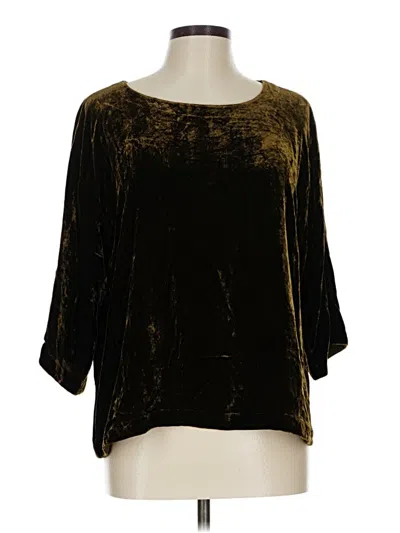 Pre-owned Eileen Fisher 3/4 Sleeve Blouse In Black