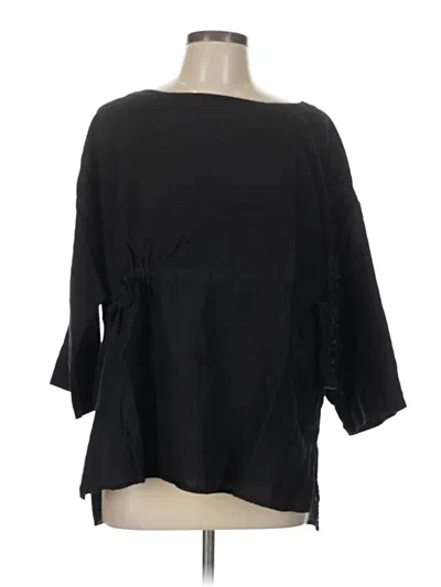 Pre-owned Eileen Fisher 3/4 Sleeve Blouse In Black