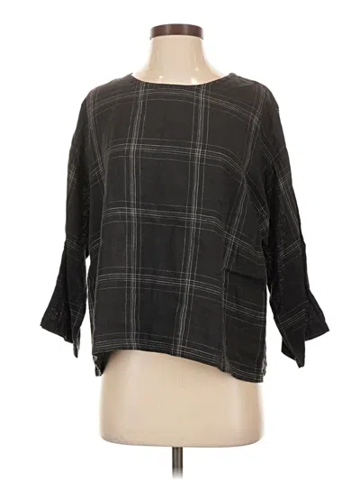 Pre-owned Eileen Fisher 3/4 Sleeve Blouse In Black