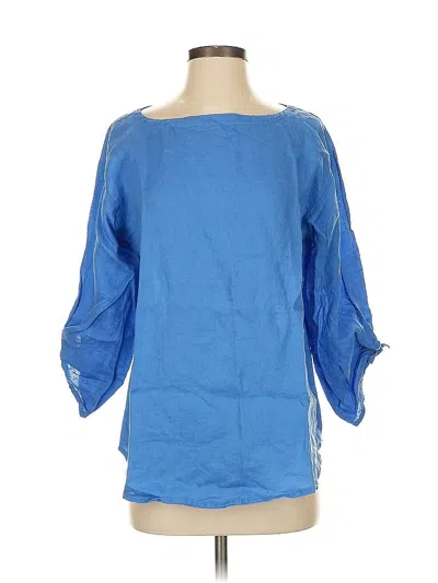 Pre-owned Eileen Fisher 3/4 Sleeve Blouse In Blue