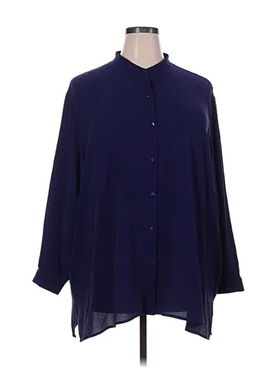 Pre-owned Eileen Fisher 3/4 Sleeve Blouse In Blue