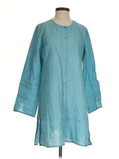 Pre-owned Eileen Fisher 3/4 Sleeve Blouse In Blue
