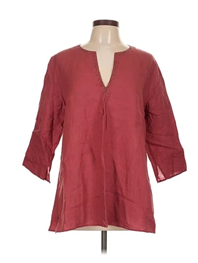 Pre-owned Eileen Fisher 3/4 Sleeve Blouse In Burgundy