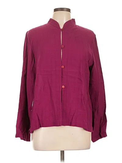 Pre-owned Eileen Fisher 3/4 Sleeve Blouse In Burgundy