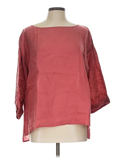 Pre-owned Eileen Fisher 3/4 Sleeve Blouse In Burgundy
