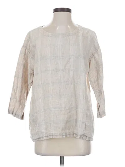 Pre-owned Eileen Fisher 3/4 Sleeve Blouse In Ivory