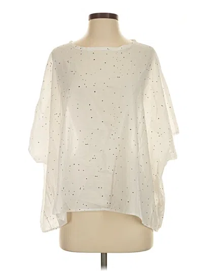 Pre-owned Eileen Fisher 3/4 Sleeve Blouse In Ivory