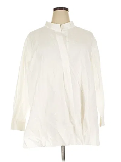 Pre-owned Eileen Fisher 3/4 Sleeve Blouse In Ivory