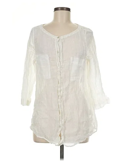 Pre-owned Eileen Fisher 3/4 Sleeve Blouse In Ivory