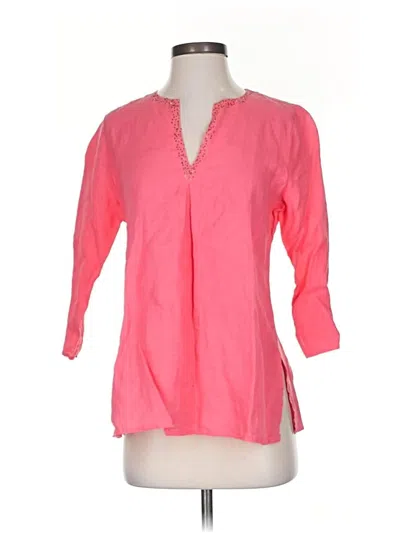 Pre-owned Eileen Fisher 3/4 Sleeve Blouse In Pink