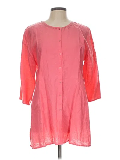 Pre-owned Eileen Fisher 3/4 Sleeve Blouse In Pink