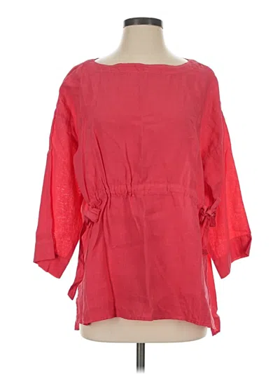 Pre-owned Eileen Fisher 3/4 Sleeve Blouse In Red