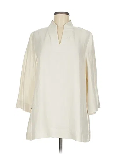 Pre-owned Eileen Fisher 3/4 Sleeve Blouse In White
