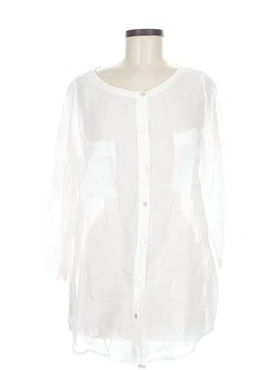 Pre-owned Eileen Fisher 3/4 Sleeve Blouse In White