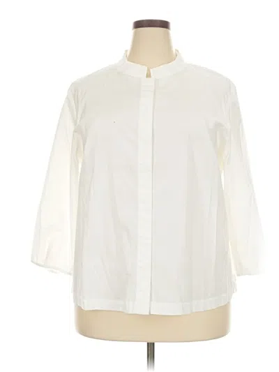 Pre-owned Eileen Fisher 3/4 Sleeve Blouse In White