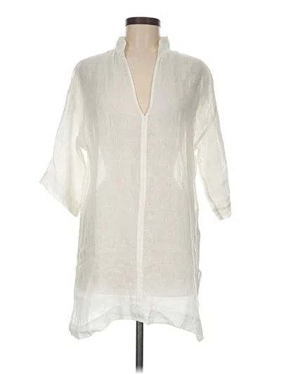 Pre-owned Eileen Fisher 3/4 Sleeve Blouse In White