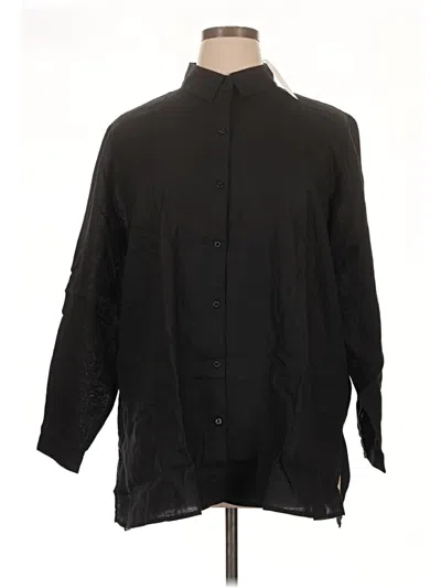 Eileen Fisher 3/4 Sleeve Button Down Shirt In Black