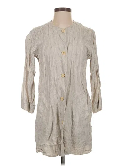 Pre-owned Eileen Fisher 3/4 Sleeve Button Down Shirt In Gray