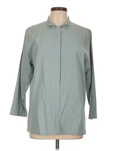 Pre-owned Eileen Fisher 3/4 Sleeve Button Down Shirt In Gray