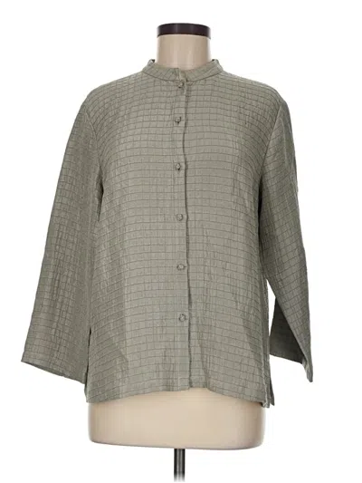 Pre-owned Eileen Fisher 3/4 Sleeve Button Down Shirt In Gray