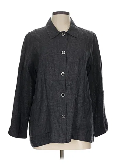 Pre-owned Eileen Fisher 3/4 Sleeve Button Down Shirt In Gray