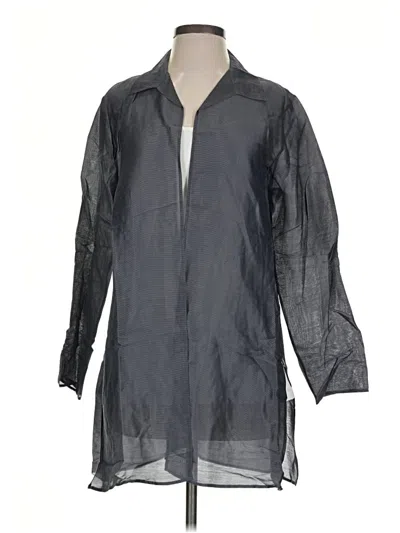 Pre-owned Eileen Fisher 3/4 Sleeve Button Down Shirt In Gray