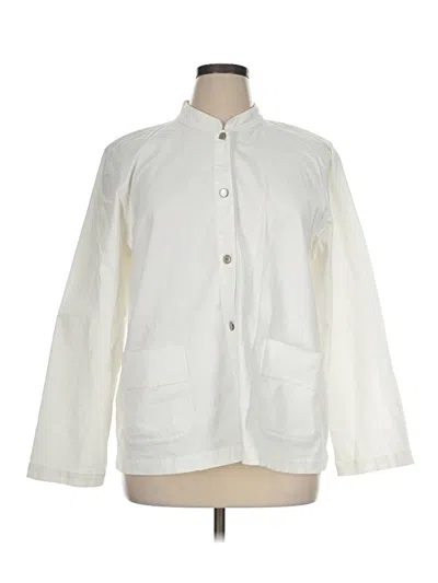 Pre-owned Eileen Fisher 3/4 Sleeve Button Down Shirt In Ivory