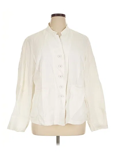 Pre-owned Eileen Fisher 3/4 Sleeve Button Down Shirt In Ivory