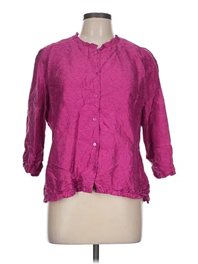 Pre-owned Eileen Fisher 3/4 Sleeve Button Down Shirt In Pink