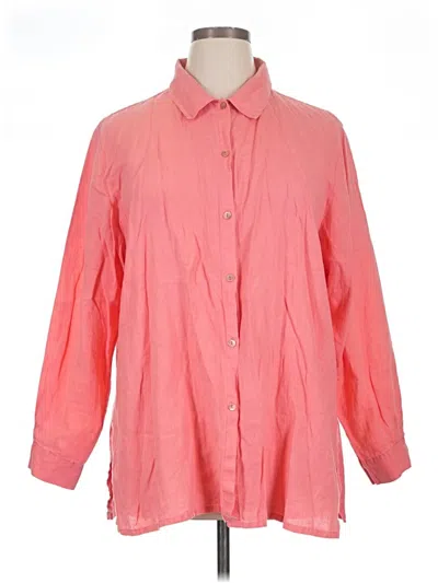 Pre-owned Eileen Fisher 3/4 Sleeve Button Down Shirt In Pink