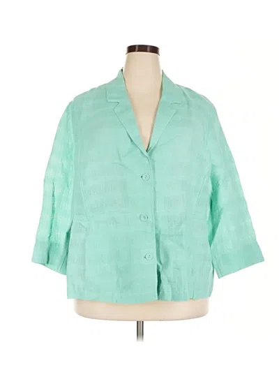 Pre-owned Eileen Fisher 3/4 Sleeve Button Down Shirt In Teal