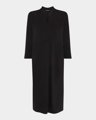 EILEEN FISHER 3/4-SLEEVE STRETCH JERSEY SHIFT DRESS