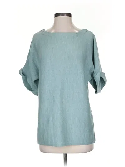 Pre-owned Eileen Fisher 3/4 Sleeve T-shirt In Blue