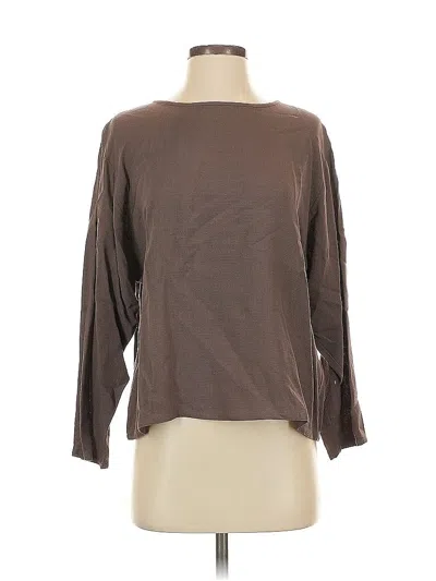 Pre-owned Eileen Fisher 3/4 Sleeve T-shirt In Brown