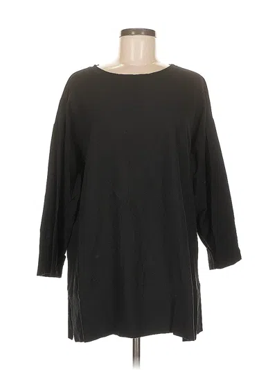 Pre-owned Eileen Fisher 3/4 Sleeve Top Black Boatneck Tops
