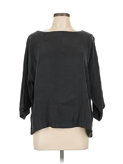 Pre-owned Eileen Fisher 3/4 Sleeve Top Black Boatneck Tops