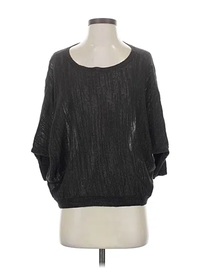 Pre-owned Eileen Fisher 3/4 Sleeve Top Black Boatneck Tops