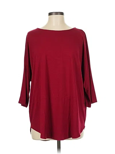 Pre-owned Eileen Fisher 3/4 Sleeve Top Burgundy Boatneck Tops