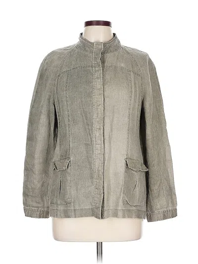 Pre-owned Eileen Fisher 3/4 Sleeve Top Gray Mock Neckline Tops