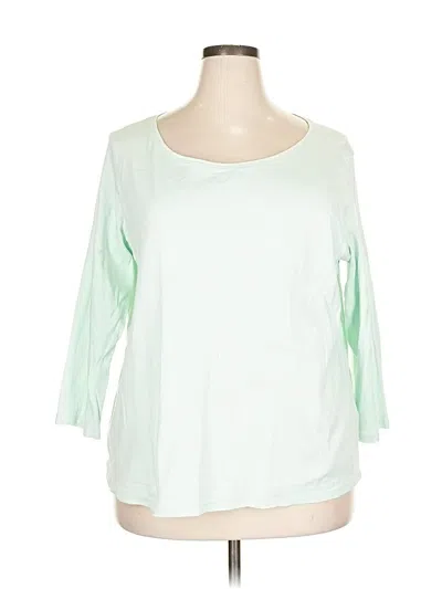 Pre-owned Eileen Fisher 3/4 Sleeve Top Green Scoop Neck Tops