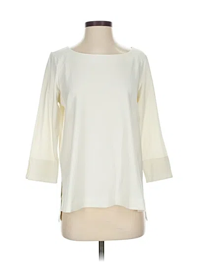 Pre-owned Eileen Fisher 3/4 Sleeve Top Ivory Boatneck Tops In White