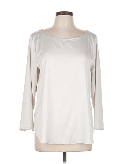 Pre-owned Eileen Fisher 3/4 Sleeve Top Ivory Boatneck Tops In White