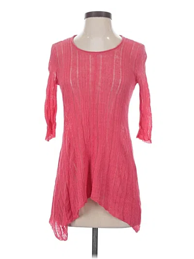 Pre-owned Eileen Fisher 3/4 Sleeve Top Pink Scoop Neck Tops